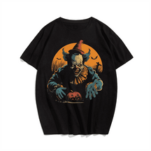 Creepy Clown Halloween T-Shirt, Plus Size Oversize T-shirt for Big & Tall Man