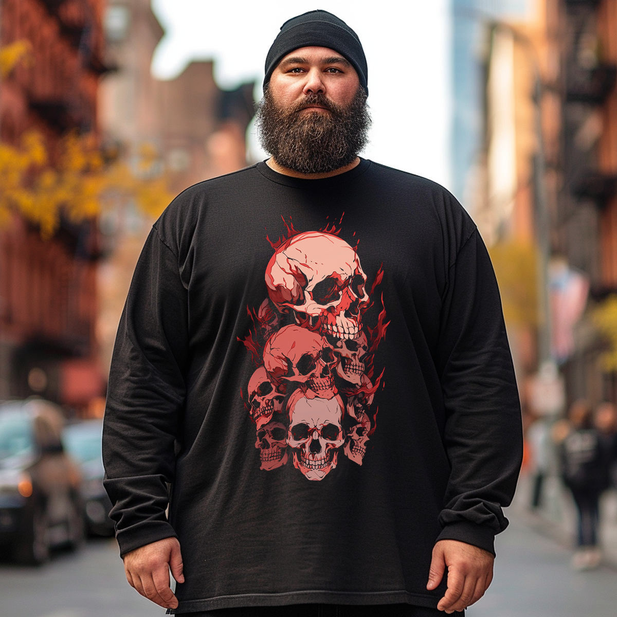 Bleeding Skull Dump Plus Size Long Sleeve T-Shirt