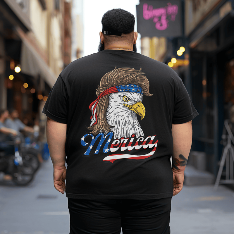 America Patriotic USA Eagle Of Freedom Men T-Shirt, Oversized T-Shirt for Big and Tall Man 1XL-9XL