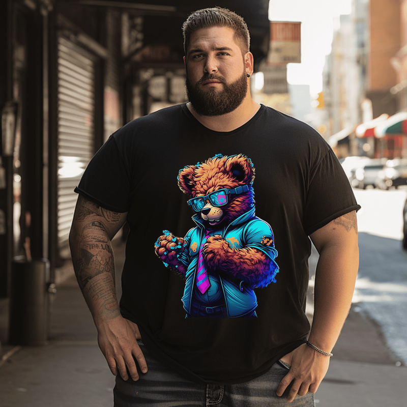 Anger Of Mr. Bear Plus Size Men T-Shirt, Plus Size Oversize T-shirt for Big & Tall Man
