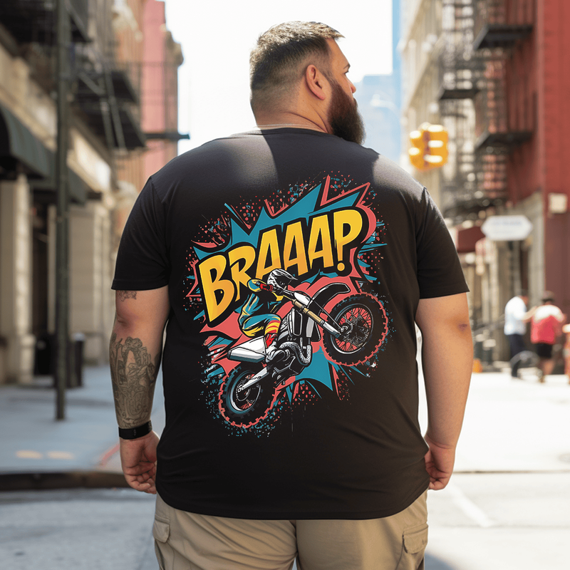 Braaap Rider Motorcycle Men T Shirt, Oversized T-Shirt for Big and Tall