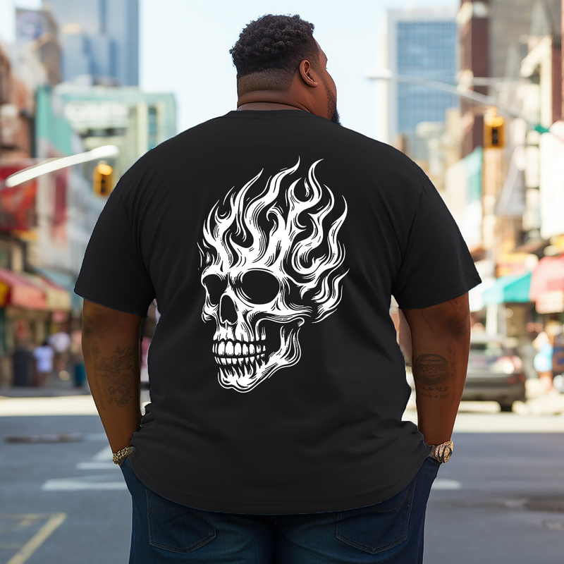 Men's Flaming Skull Plus Size T-Shirt