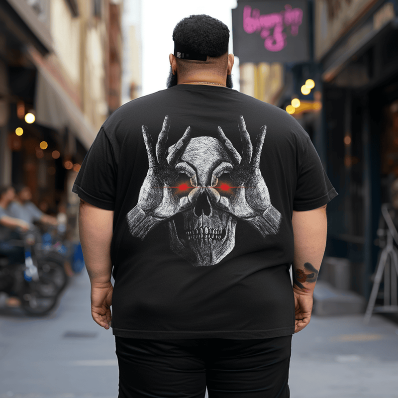 Funny Goth Dark Art Punk & Emo Aesthetics Creepy Skull T-Shirt, Plus Size Oversized T-Shirt for Man