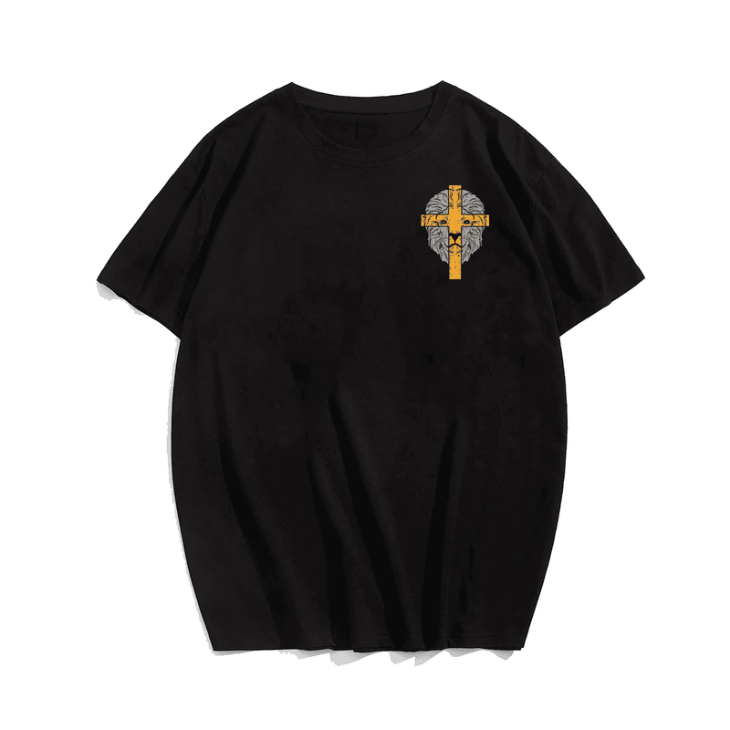 Lion Cross God Jesus Christian T-Shirt for Men Plus Size Men T-Shirt