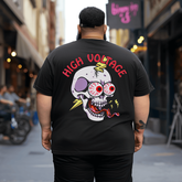 High Volt Skull Voltage Funny Lineman Electrician Men T-Shirt, Plus Size Oversized T-Shirt for Big and Tall