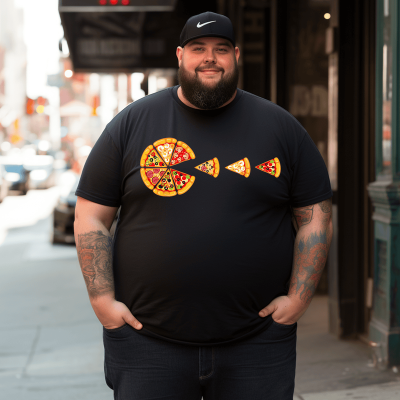 I Love Pizza Plus Size T-Shirt for Men, Plus Size Oversize T-shirt for Big & Tall Man