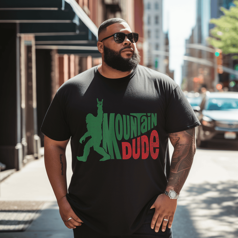 Mountain Dude Funny Bigfoot Sasquatch Hiking Gift T-Shirt, Plus Size Oversize T-shirt for Big & Tall Man