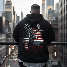 Deer USA Flag Plus Size Hoodie