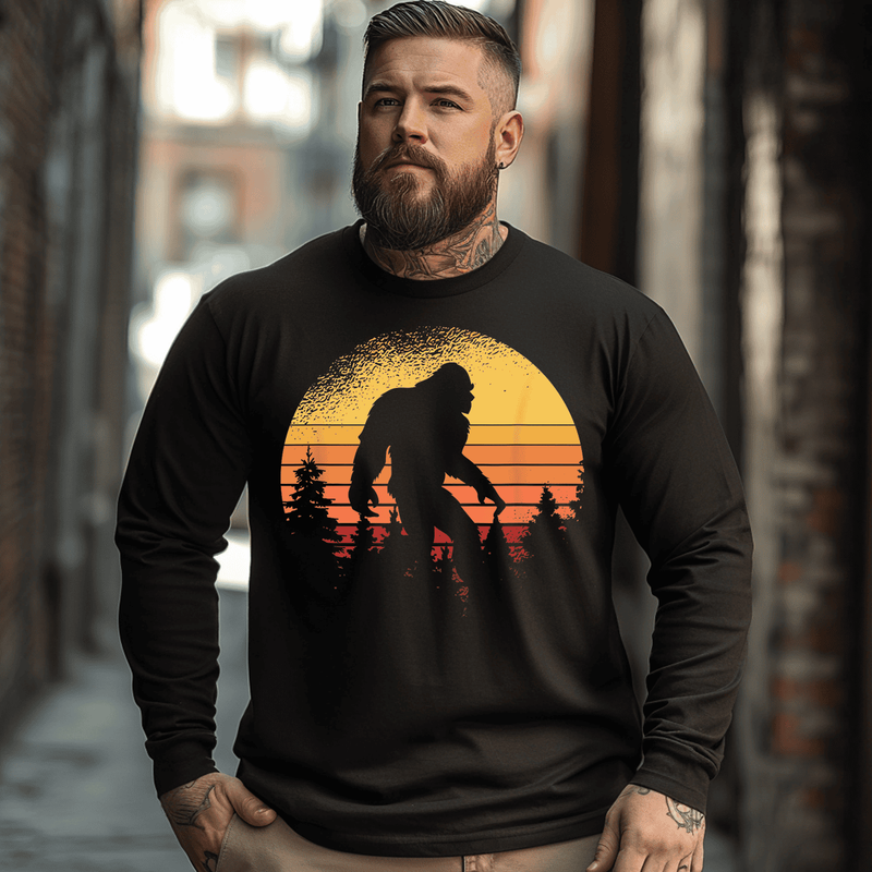 Retro Bigfoot Plus Size Long Sleeve T-Shirt