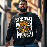 Hustle Graphic Scared Money Dont Make Money Gang Men Plus Size Long Sleeve T-Shirt