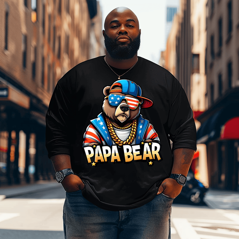 Papa Bear Men Plus Size Long Sleeve T-Shirt