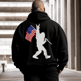 Funny Bigfoot Rock and Roll USA Flag for Sasquatch Believers Men's Plus Size Hoodie