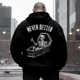 Never Better Skeleton Men's Plus Size Hoodie