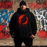 Red Moon and Bird Plus Size Hoodie