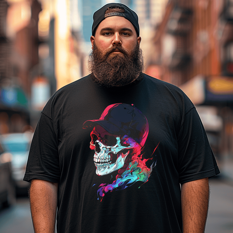 Skull With Cap #1 Plus Size T-shirt for Men, Oversize Man Clothing for Big & Tall
