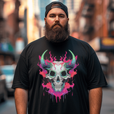 Demon Skull From Hell Plus Size T-shirt for Men, Oversize Man Clothing for Big & Tall