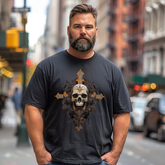 Skull & Cross Faith Plus Size T-shirt for Men, Oversize Man Clothing for Big & Tall