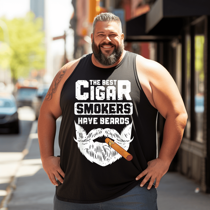 Mens The Best Cigar Smokers Tank Top Sleeveless Tee, Oversized T-Shirt for Big and Tall