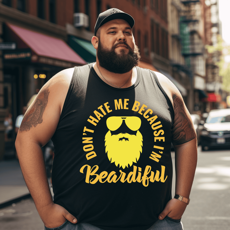 Don't Hate Me Tank Top Sleeveless Tee, Oversized T-Shirt for Big and Tall
