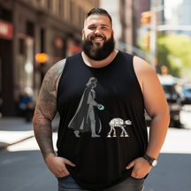 Funny Dog Walker Tank Top Sleeveless Tee, Oversized T-Shirt for Big and Tall