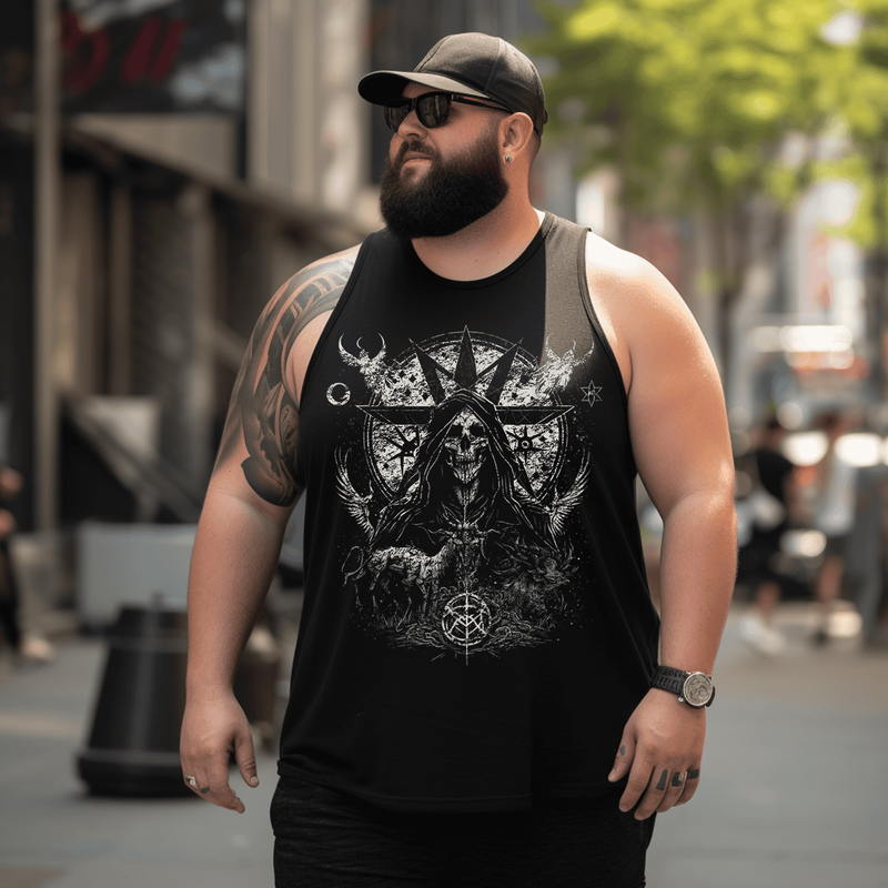 Satanic Tank Top Sleeveless Tee, Oversized T-Shirt for Big and Tall