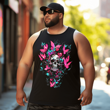 Death & Live Skull Tank Top Sleeveless Tee, Oversized T-Shirt for Big and Tall