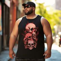 Bleeding Skull Dump Plus Size Tank Top Sleeveless Tee, Oversized T-Shirt for Big and Tall