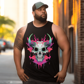Demon Skull From Hell Tank Top Sleeveless Tee, Oversized T-Shirt for Big and Tall