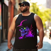 Skull With Cap Tank Top Sleeveless Tee, Oversized T-Shirt for Big and Tall