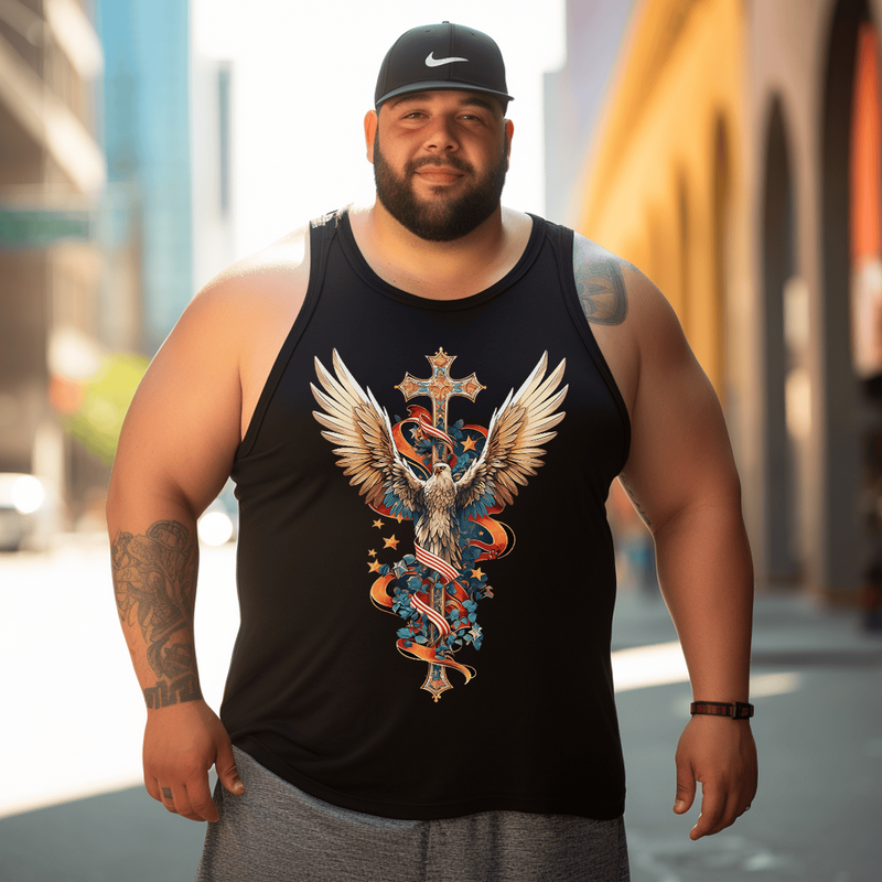 Eagle & Cross  Tank Top Sleeveless Tee, Oversized T-Shirt for Big and Tall