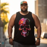 Old Skull Tank Top Sleeveless Tee, Oversized T-Shirt for Big and Tall