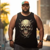 Fashion Tank Top for Men Skull Sleeveless Tee, Plus Size Men Shirt for Big and Tall