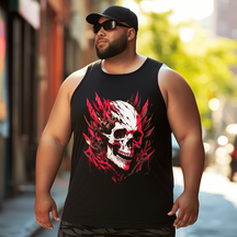 Skull Smile Face 2# Top Sleeveless Tee, Oversized T-Shirt for Big and Tall