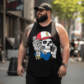 Money Skull Tank Top Sleeveless Tee for Men, Plus Size Sleeveless T-Shirt for Big and Tall
