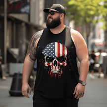 America Skull Tank Top Sleeveless Tee for Men, Plus Size Shirt for Big and Tall