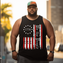USA Flag 4th July Tank Top Sleeveless Tee, Oversized T-Shirt for Big and Tall