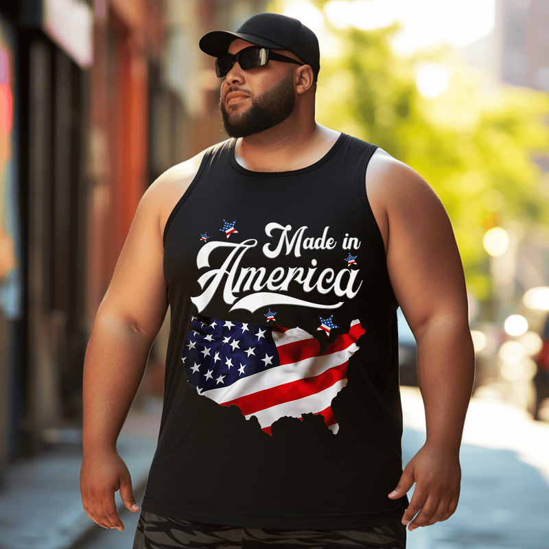 Made In America Top Sleeveless Tee, Oversized T-Shirt for Big and Tall