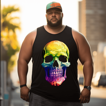 Colorful Skull Top Sleeveless Tee, Oversized T-Shirt for Big and Tall