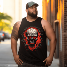 Broken Skull Tank Top Sleeveless Tee, Oversized T-Shirt for Big and Tall