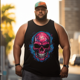 Broken Skull Tank Top Sleeveless Tee, Oversized T-Shirt for Big and Tall