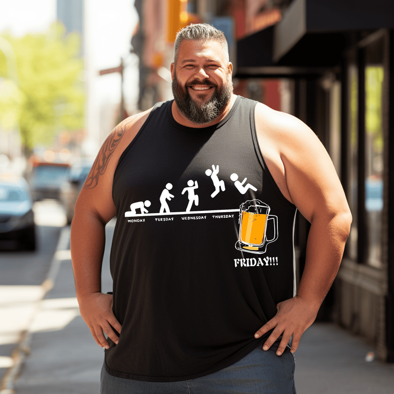 Beer Graphic Tank Top Tank Top Sleeveless Tee, Oversized T-Shirt for Big and Tall