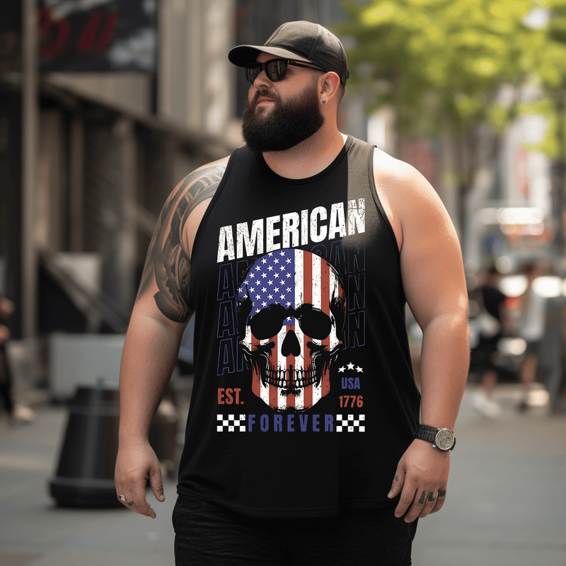 Men's Skull Tank Top Tank Top Sleeveless Tee, Oversized T-Shirt for Big and Tall