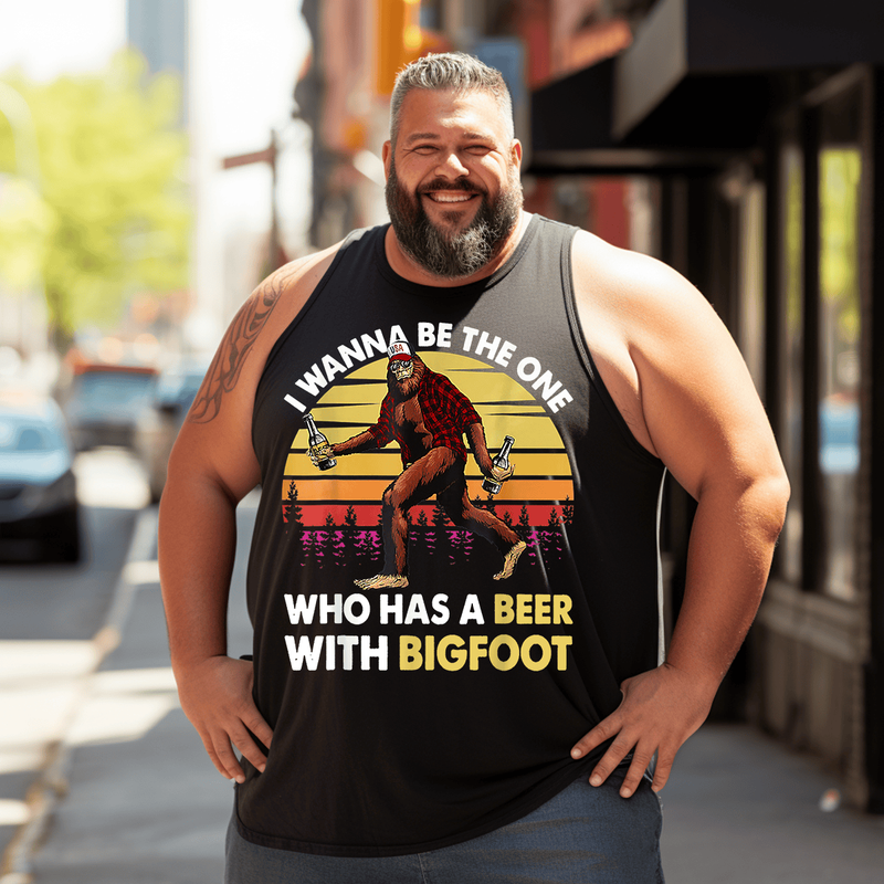 Funny Bigfoot Tank Top Sleeveless Tee, Oversized T-Shirt for Big and Tall