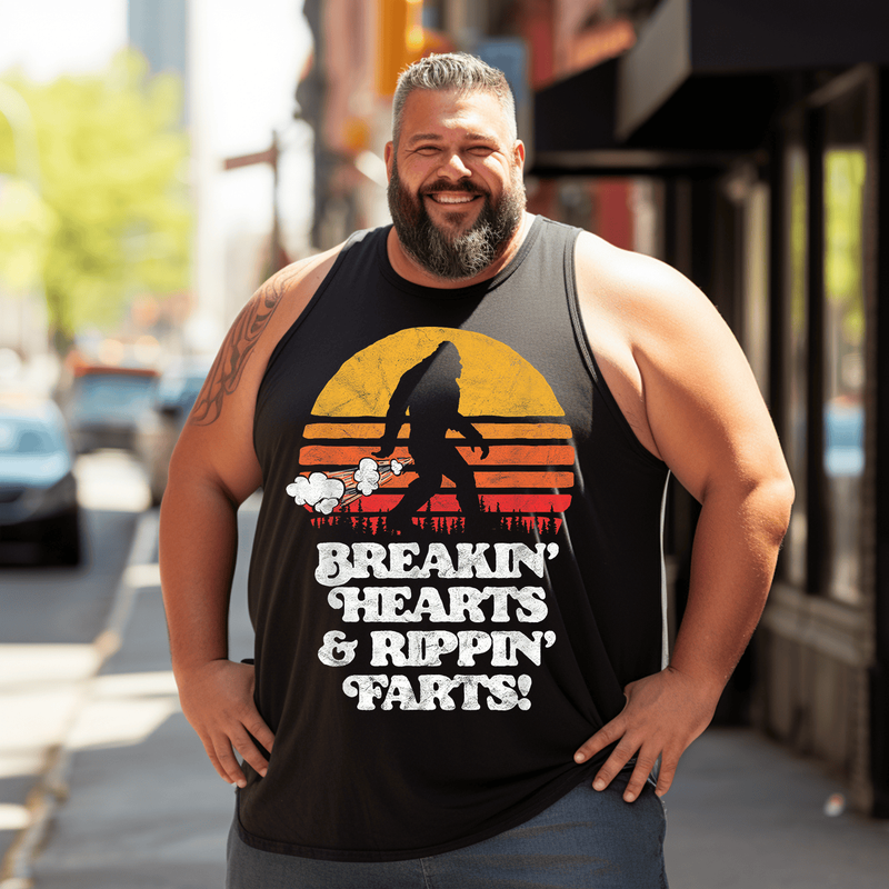Funny Bigfoot Sun Tank Top Sleeveless Tee, Oversized T-Shirt for Big and Tall