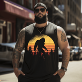 Retro Bigfoot Tank Top Sleeveless Tee, Oversized T-Shirt for Big and Tall