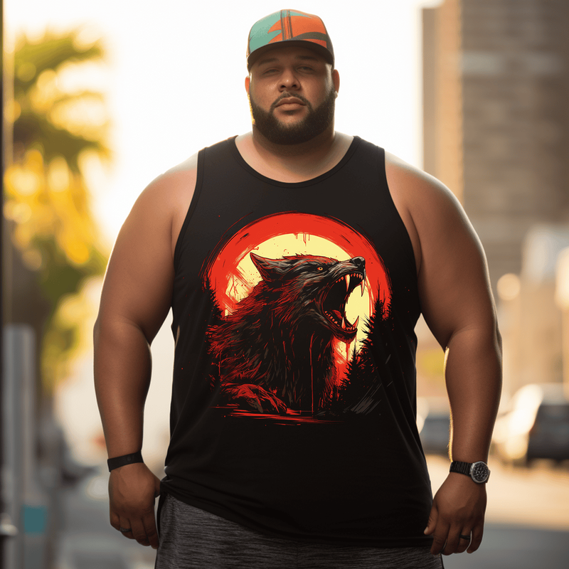 Werewolf Full Moon 3# Tank Top Sleeveless Tee, Oversized T-Shirt for Big and Tall