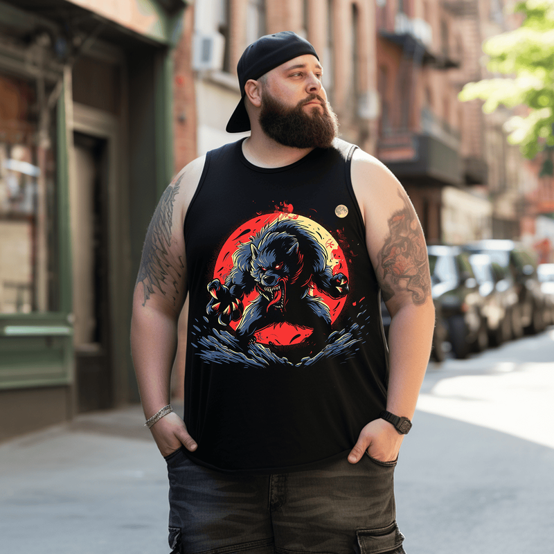 Werewolf Full Moon 4# Tank Top Sleeveless Tee, Oversized T-Shirt for Big and Tall