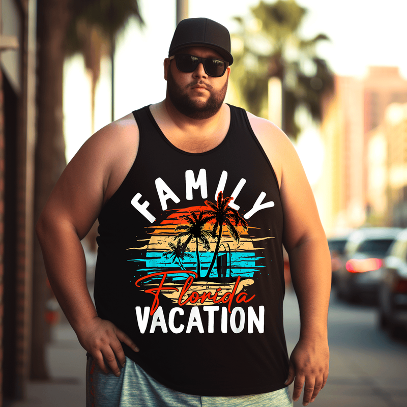 Family Florida Vacation Tank Top Sleeveless Tee, Oversized T-Shirt for Big and Tall