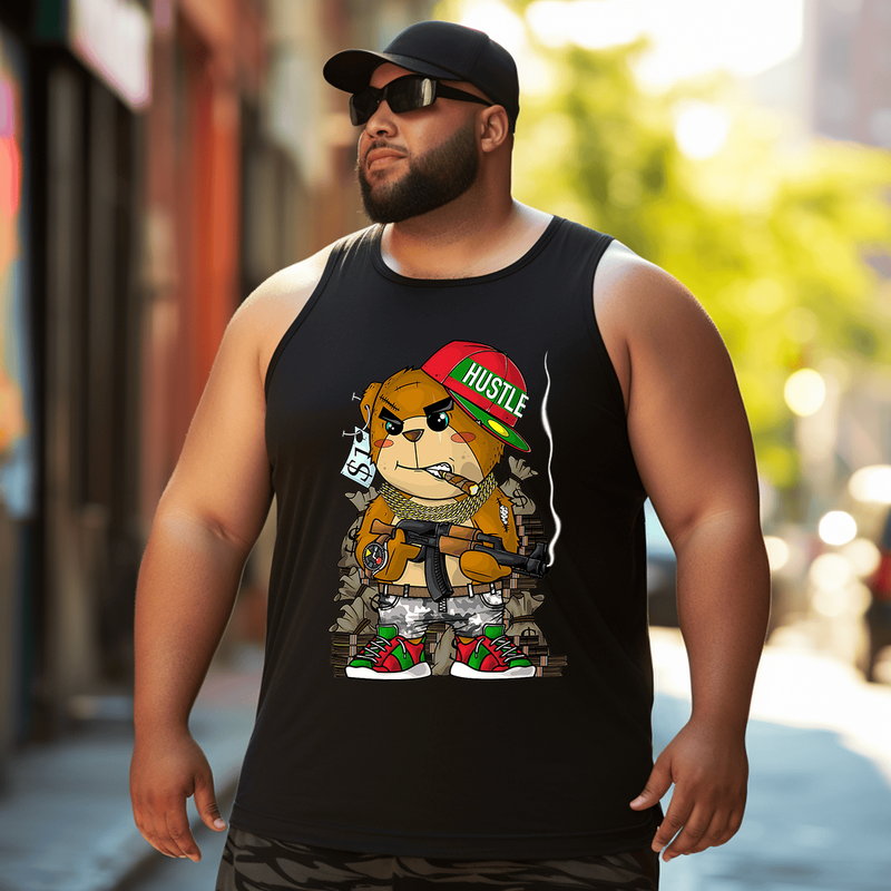 Teddy Bear Tank Top Sleeveless Tee, Oversized T-Shirt for Big and Tall