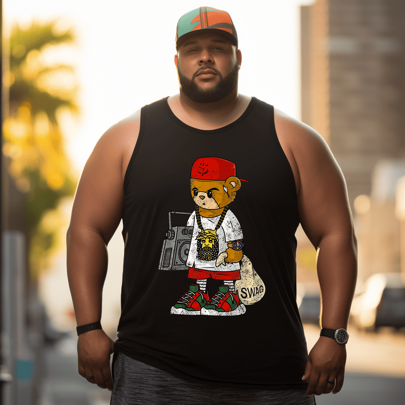 Hip Hop Teddy 2# Tank Top Sleeveless Tee, Oversized T-Shirt for Big and Tall